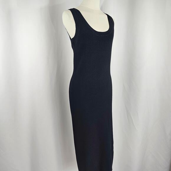 The Drop Yasmin Black Side Slit Rib Knit Midi Tank Dress Women's Size L NWT - Picture 6 of 14